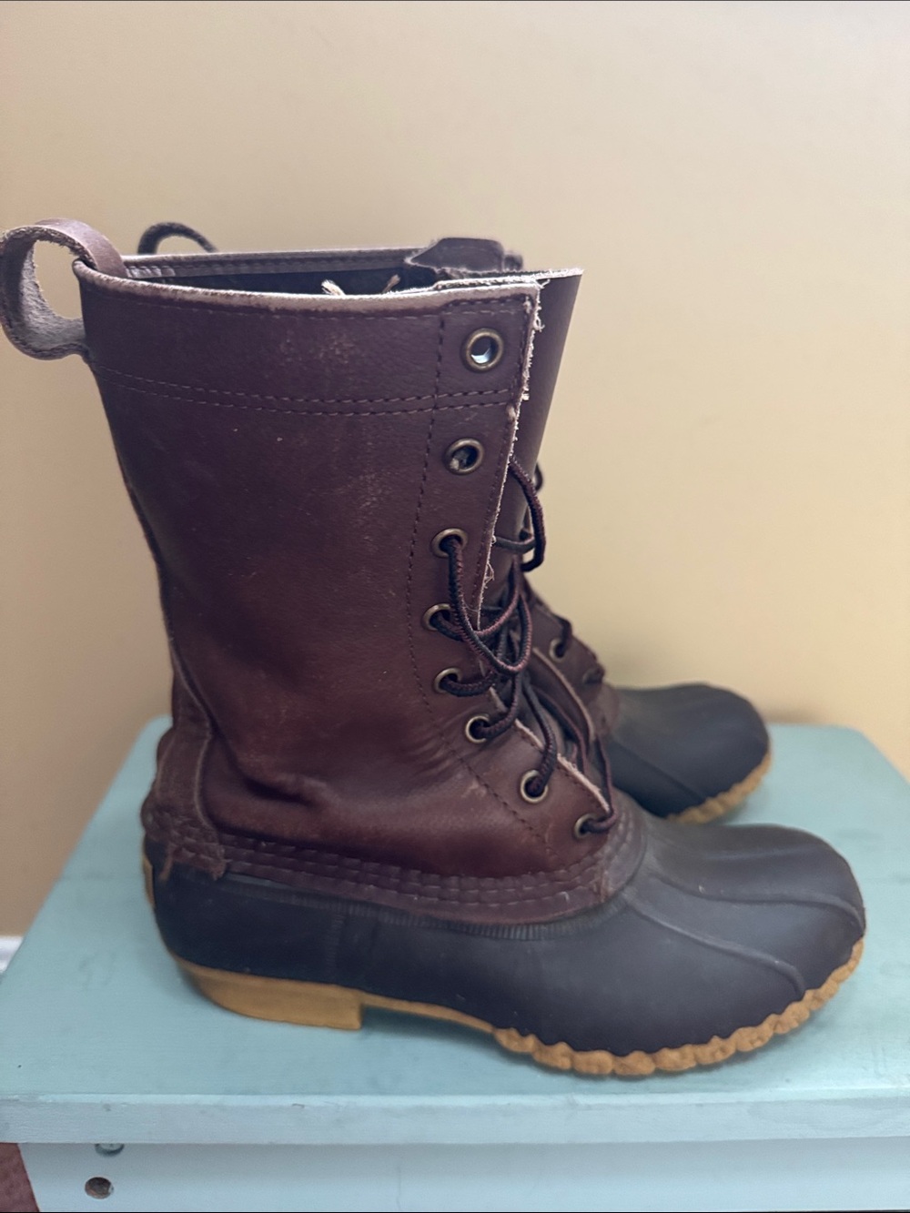 LL Bean 10”Women's Brown Lace-Up Duck Boots